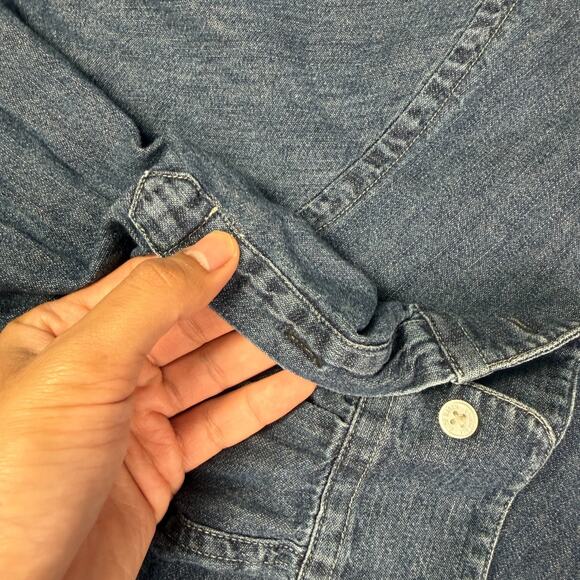 Buck Mason Vintage One Pocket Denim Shirt Mens Small Blue Indigo Long Sleeve - Picture 4 of 11